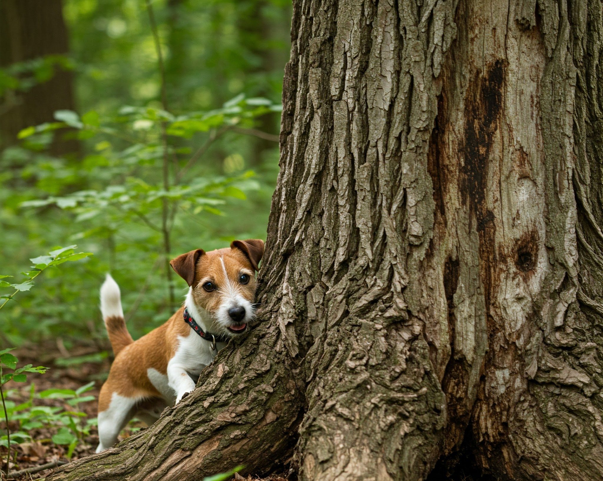dog playing hide and seek